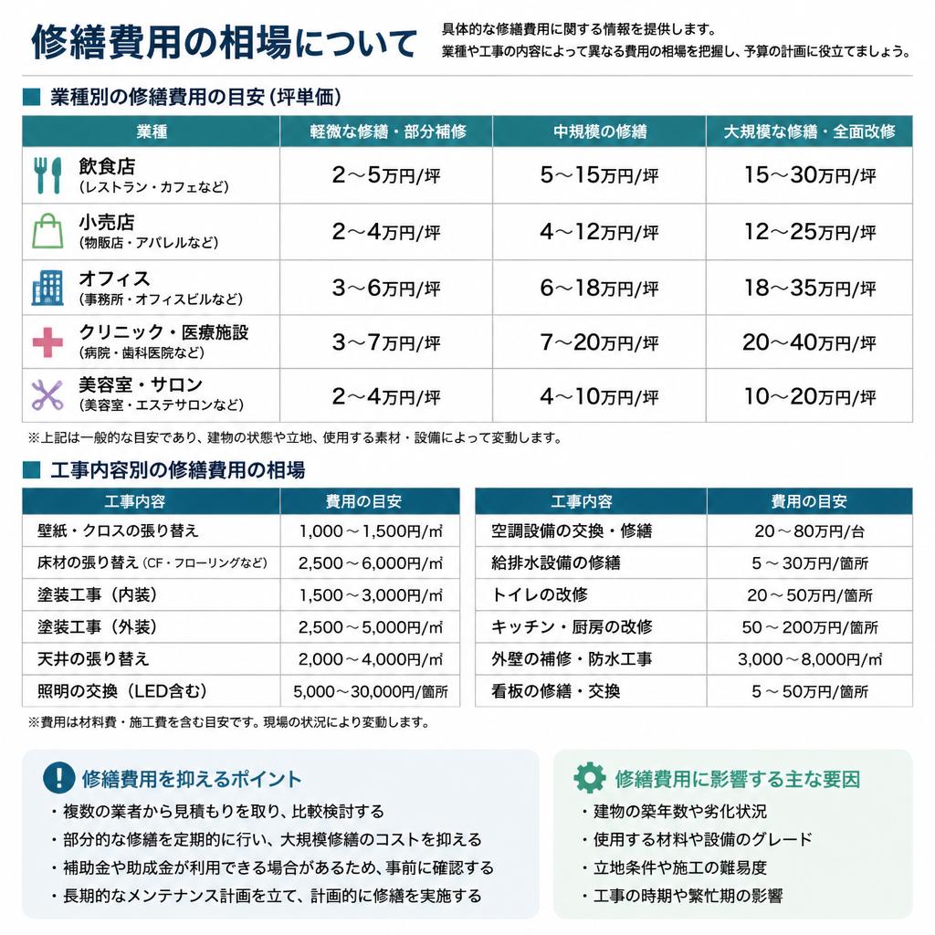 原状回復にかかる費用の目安