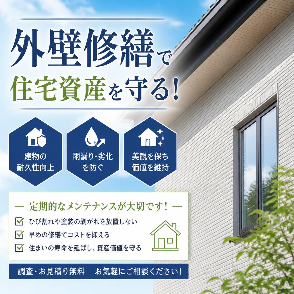 外壁修繕で住宅資産を守る！