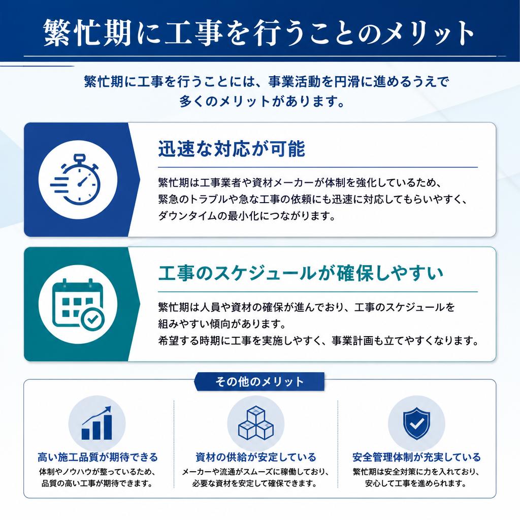 繁忙期における工事のメリット