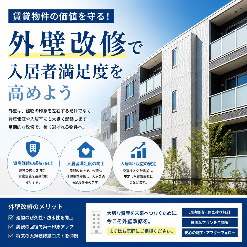 賃貸物件の価値を守る！外壁改修で入居者満足度を高めよう